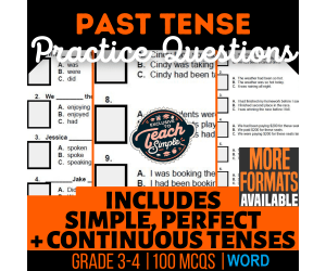 Past Tense Practice Questions - Grammar Grade 3-4 (Word)