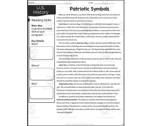 Patriotic Symbols Reading Packet