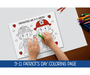 Patriot's Day Activity, 9-11 Colouring Page, First Responder Unit,