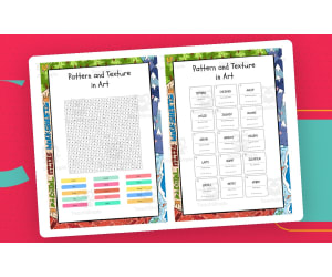 Pattern and Texture in Art word search, scramble and crossword puzzle