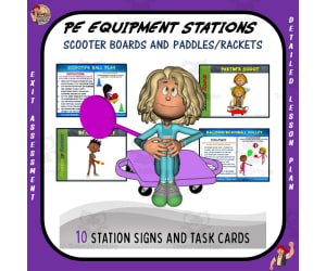 PE Equipment Stations: Scooter Boards + Paddles/Rackets