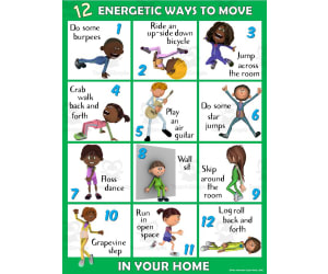 PE Home Poster Visual: 12 Energetic Ways to Move