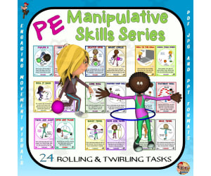 PE Manipulative Skills Series: Rolling + Twirling Task Cards