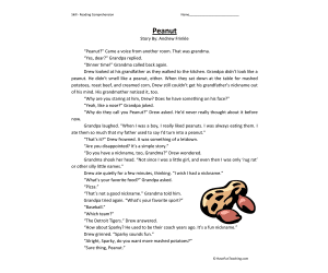 Peanut Reading Comprehension Worksheet