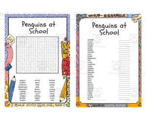 Penguins at School word search & scramble
