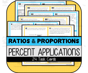 Percent Applications & Proportional Relationships TASK CARDS