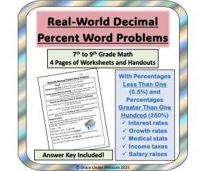 Percent Less Than One & More Than a Hundred: Decimal Percent Worksheet