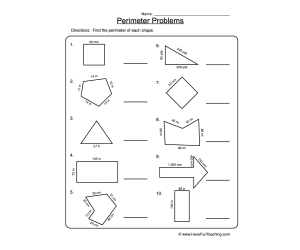 Perimeter Shape Problems Worksheet
