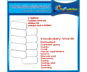 Personal Financial Literacy Unit Vocabulary Words Interactive Foldables for 3rd Grade – EBOOK