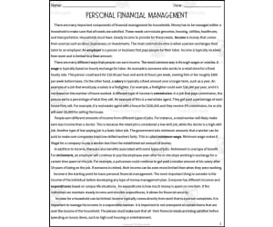 Personal Financial Management Reading Packet
