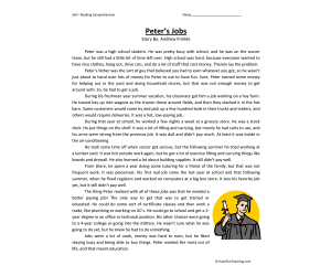 Peter's Jobs Reading Comprehension Worksheet