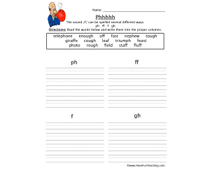 PH FF F GH Worksheet