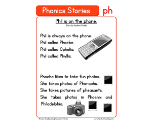 Phil is on the Phone PH Phonics Stories Reading Comprehension Worksheet