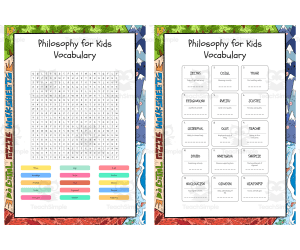Philosophy for Kids Vocabulary word search, scramble and crossword puz