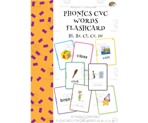 Phonics CVC Words Flashcard BL, BR, CL, CR, DR