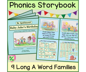 Phonics eBook Story for Long A Vowel Sound + Spelling Activities and