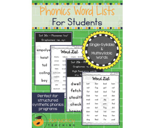 Phonics Word Lists for Students