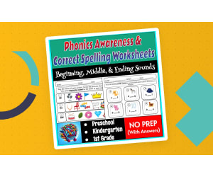 Phonics Worksheets: Beginning, Middle & Ending Sounds + Spelling