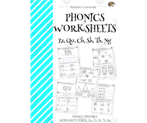 Phonics ZZ, QU, CH, SH, TH, NG Worksheets