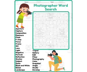 Photographer Word Search Puzzle Worksheet Activities