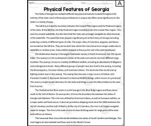 Physical Features of Georgia Reading Packet
