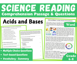 Physical Science Reading Comprehension Passage: Acids and Bases (Word)