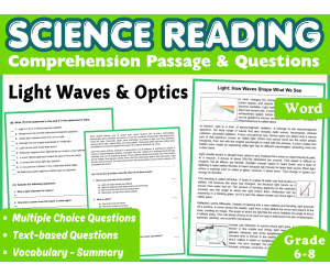 Physical Science Reading Comprehension Passage: Light & Optics (Word)