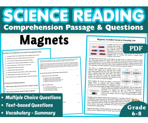 Physical Science Reading Comprehension Passage: Magnets (PDF)