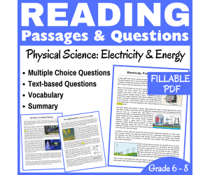 Physical Science Reading Passages: Electricity & Energy (FILLABLE PDF)