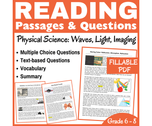 Physical Science Reading Passages Waves, Light, Imaging (FILLABLE PDF)