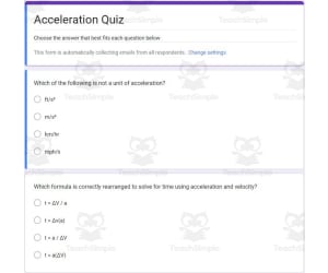 Physics Google Form Test: Acceleration