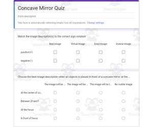 Physics Google Form Test: Concave Mirror