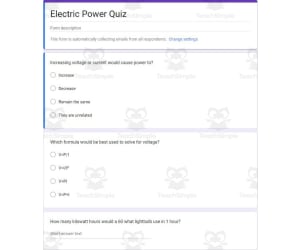 Physics Google Form Test: Electric Power