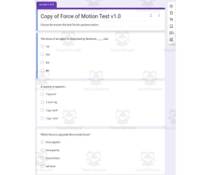 Physics Google Form Test: Force of Motion