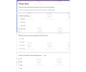 Physics Google Form Test: Force