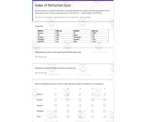 Physics Google Form Test: Index of Refraction