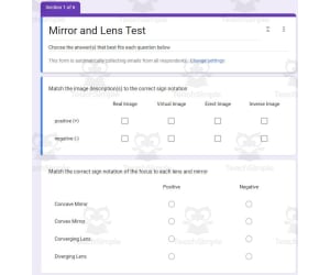 Physics: Mirror and Lens Test on Google Form