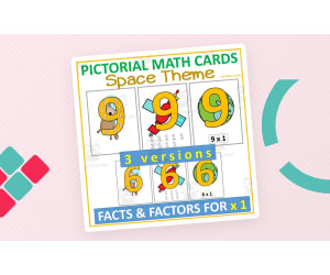 Pictorial Math Multiplication Flashcards | SPACE x1