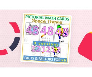 Pictorial Math Multiplication Flashcards | SPACE x6