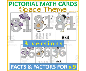 Pictorial Math Multiplication Flashcards | SPACE x9