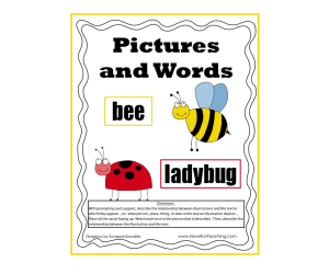 Pictures and Words Matching Activity