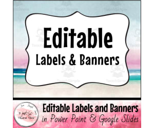 Pink Horizon - Beach Abstract -  Labels & Banner Flags