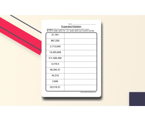 Place Value Expanded Notation Worksheet