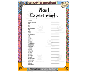 Plant Experiments word Scramble puzzle worksheet