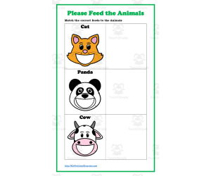 Please Feed the Animals | Matching Worksheet