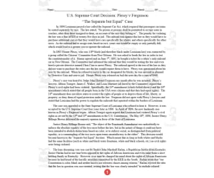 Plessy vs Ferguson Case | Comprehension Questions