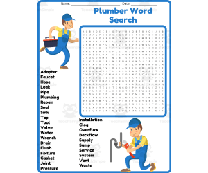 Plumber Word Search Puzzle Worksheet Activities