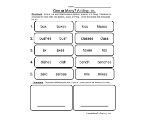 Plural Noun Adding ES Worksheet