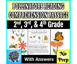Pollinators Reading Comprehension Passage for 2nd, 3rd, and 4th Grades