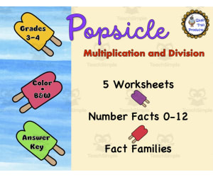 Popsicle Multiplication and Division Worksheets